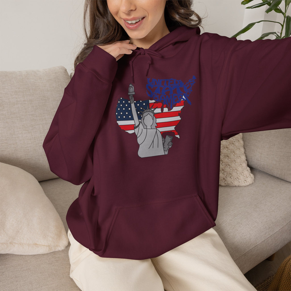 USA Flag Hoodie Premium Design SKIALFA Unisex