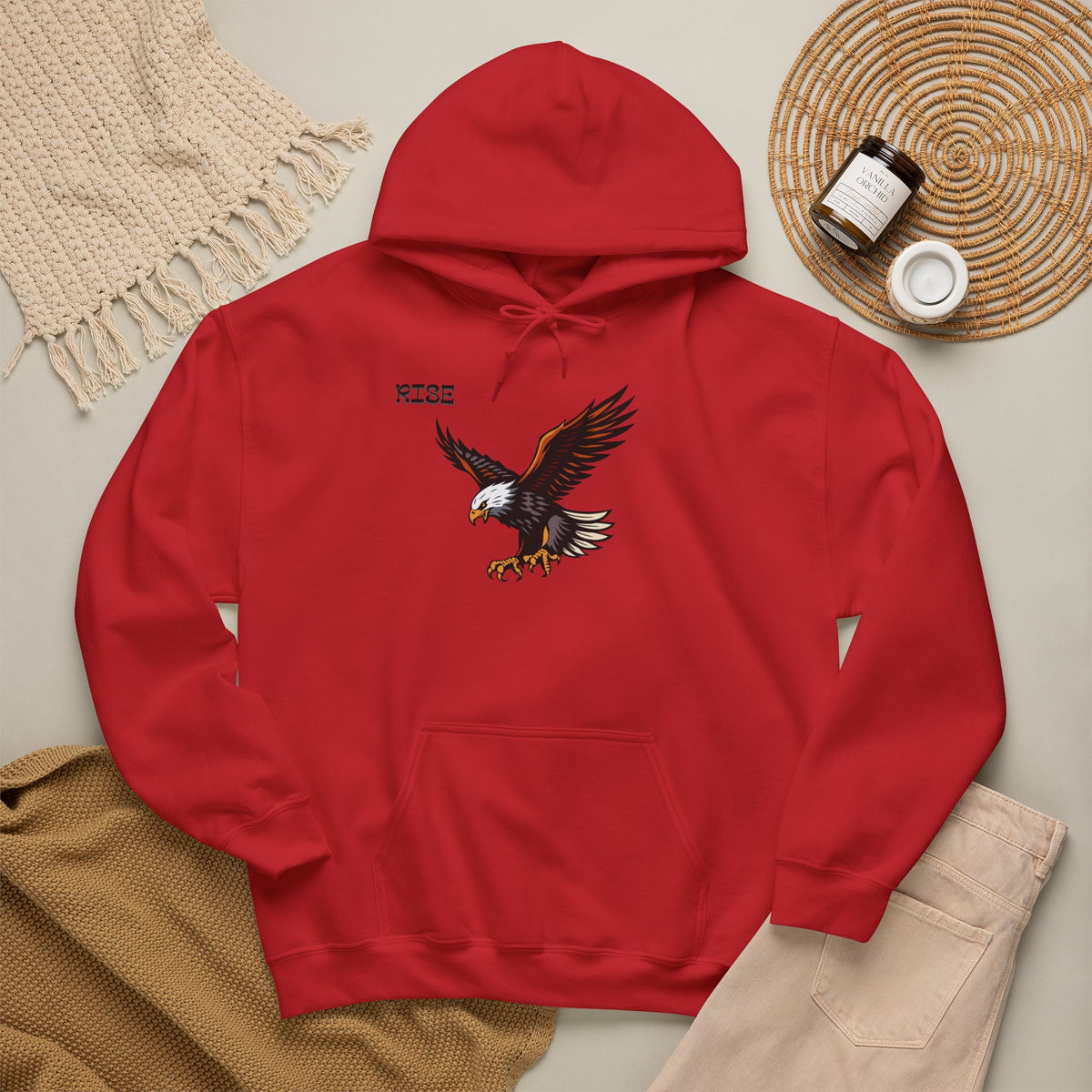 RISE Eagle Hoodie Premium Design SKIALFA Unisex