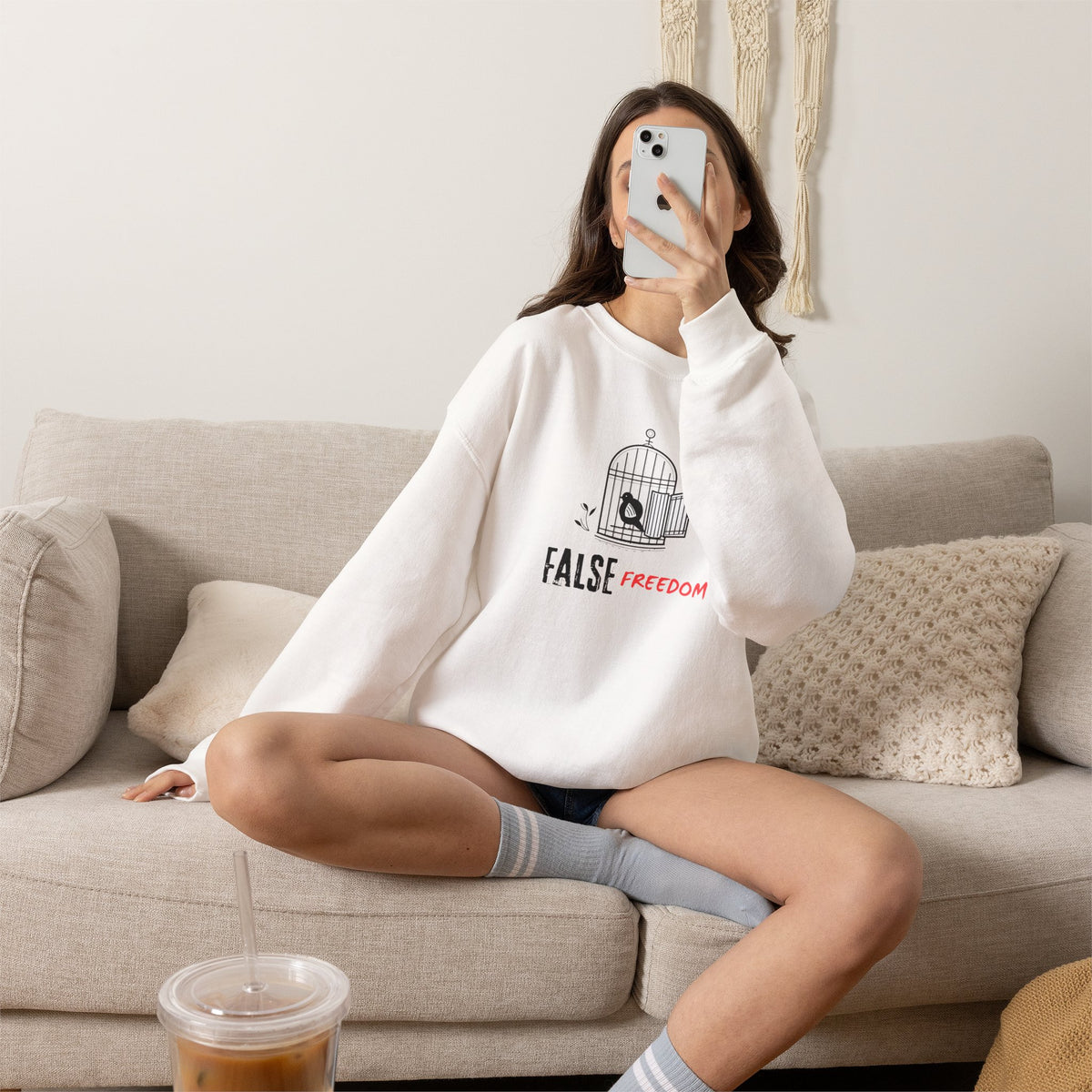 FALSE FREEDOM Sweatshirt Premium Design SKIALFA Unisex