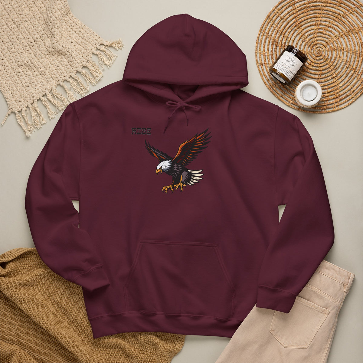 RISE Eagle Hoodie Premium Design SKIALFA Unisex