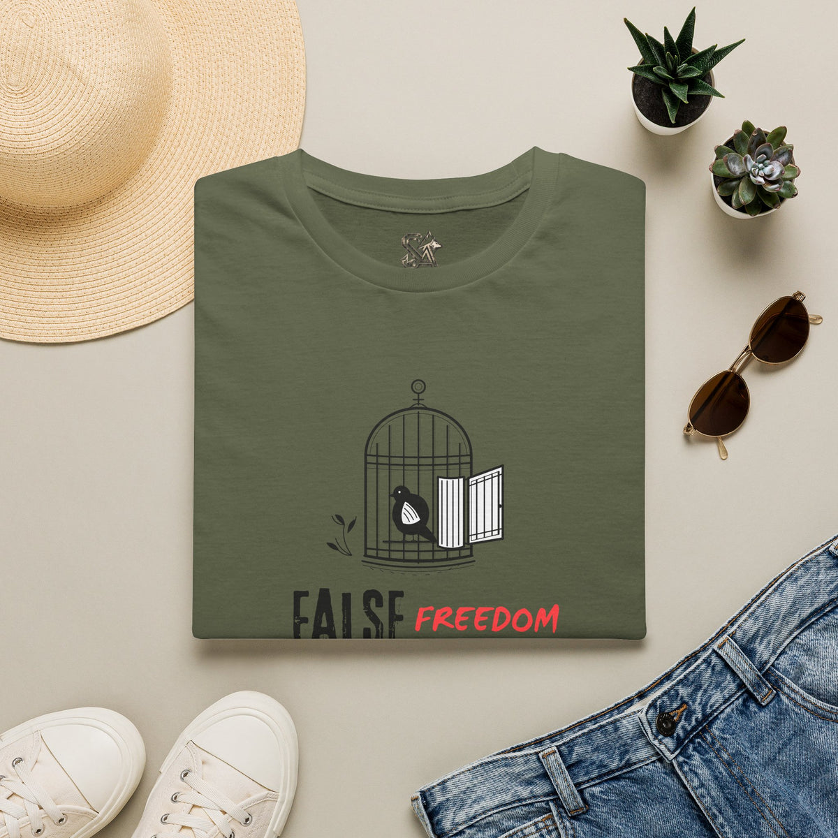 FALSE FREEDOM T-Shirt Premium Design SKIALFA Unisex