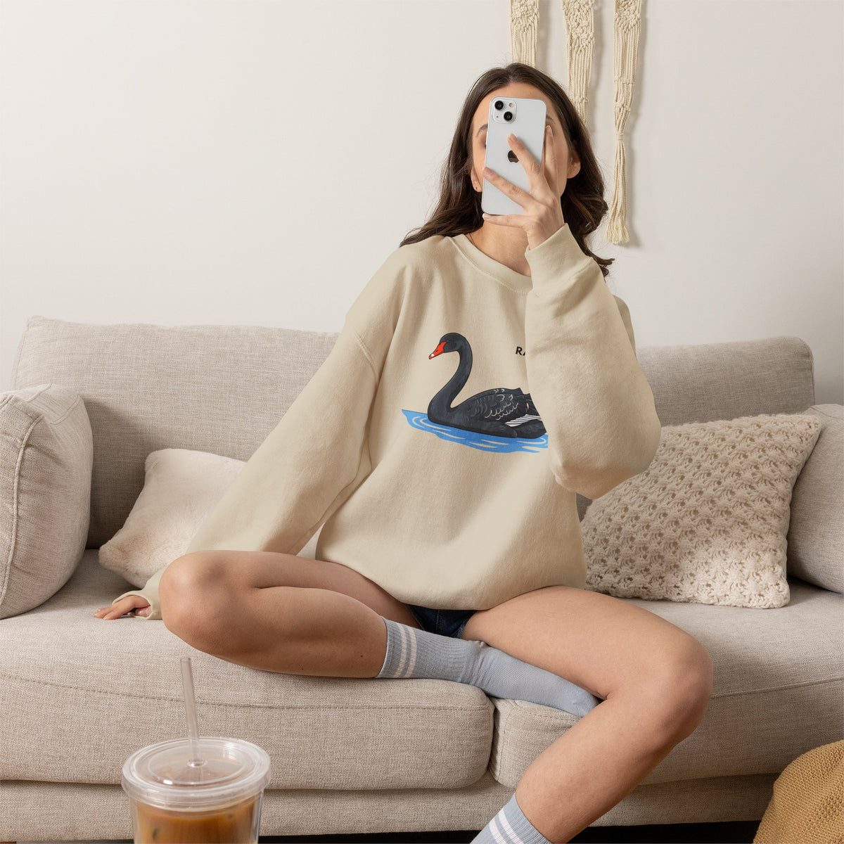 RARE Black Swan Sweatshirt Premium Design SKIALFA Unisex