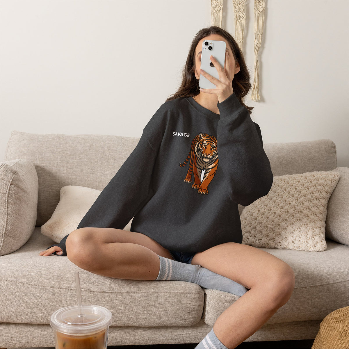 SAVAGE Tiger Sweatshirt Premium Design SKIALFA Unisex