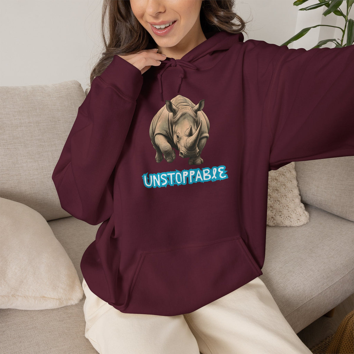 UNSTOPPABLE Rhino Hoodie Premium Design SKIALFA Unisex
