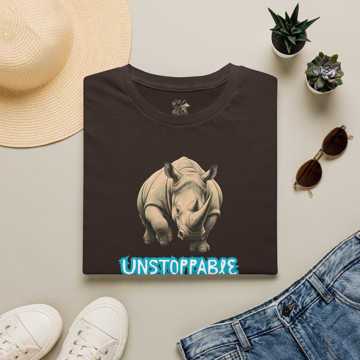 UNSTOPPABLE Rhino T-Shirt Premium Design SKIALFA Unisex