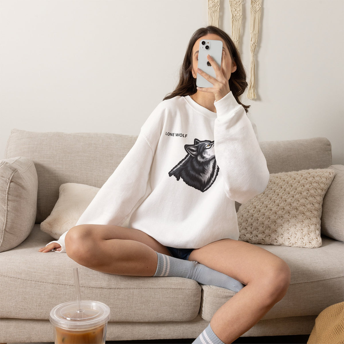 LONE WOLF Sweatshirt Premium Design SKIALFA Unisex