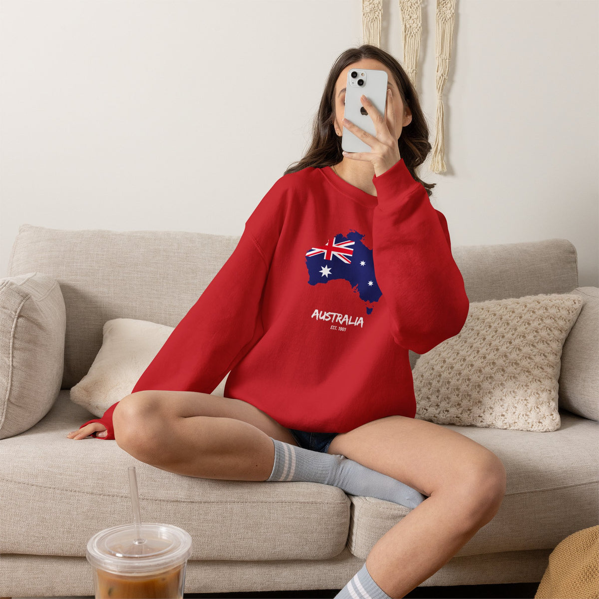 Australia Map Flag Sweatshirt Premium Design SKIALFA Unisex