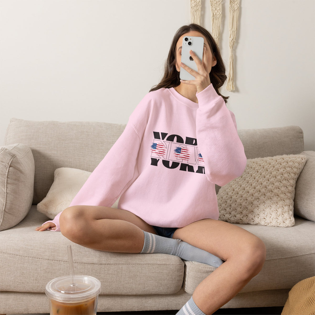 New York American Flag Sweatshirt Premium Design SKIALFA Unisex