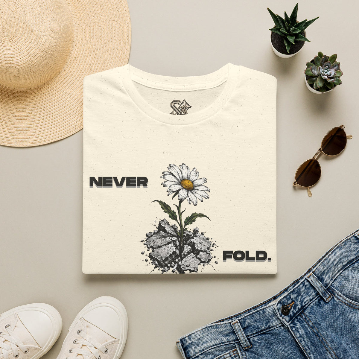 NEVER FOLD T-Shirt Premium Design SKIALFA Unisex