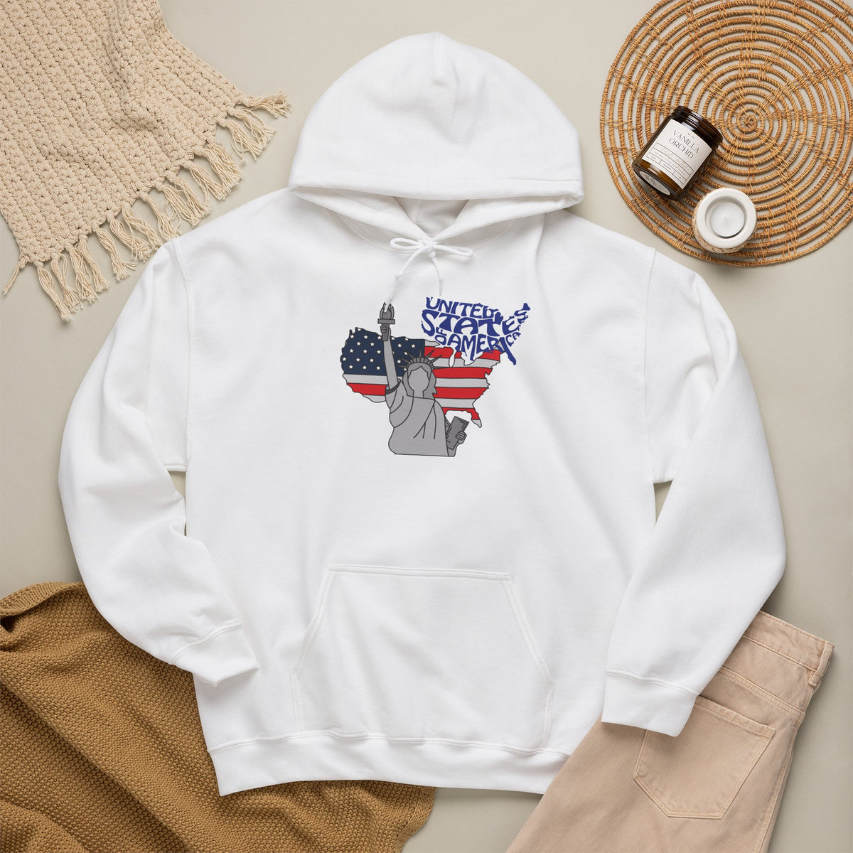 USA Flag Hoodie Premium Design SKIALFA Unisex