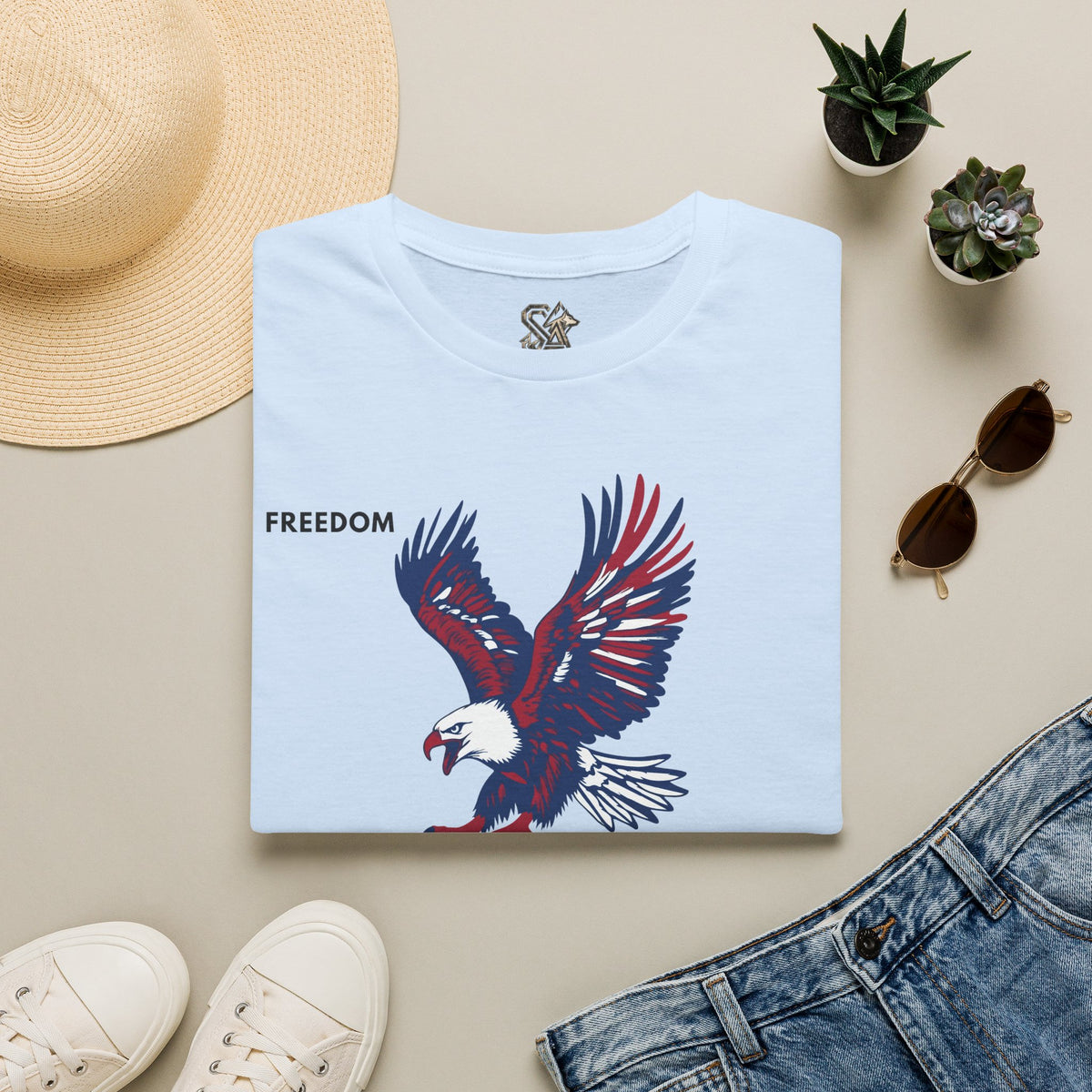FREEDOM Eagle T-Shirt Premium Design SKIALFA Unisex