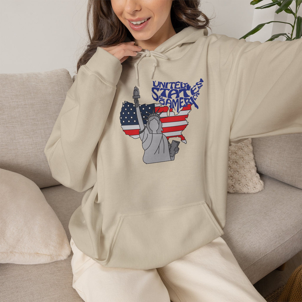 USA Flag Hoodie Premium Design SKIALFA Unisex