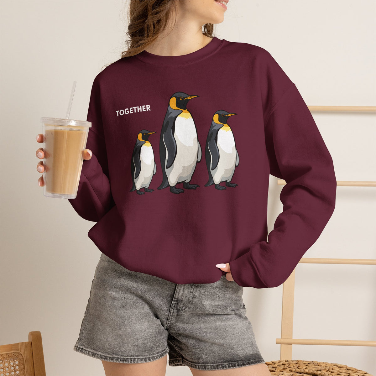 TOGETHER Penguin Sweatshirt Premium Design SKIALFA Unisex