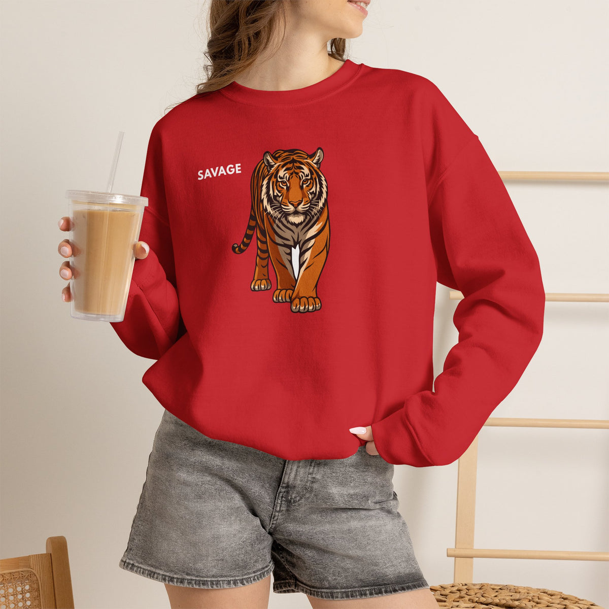 SAVAGE Tiger Sweatshirt Premium Design SKIALFA Unisex