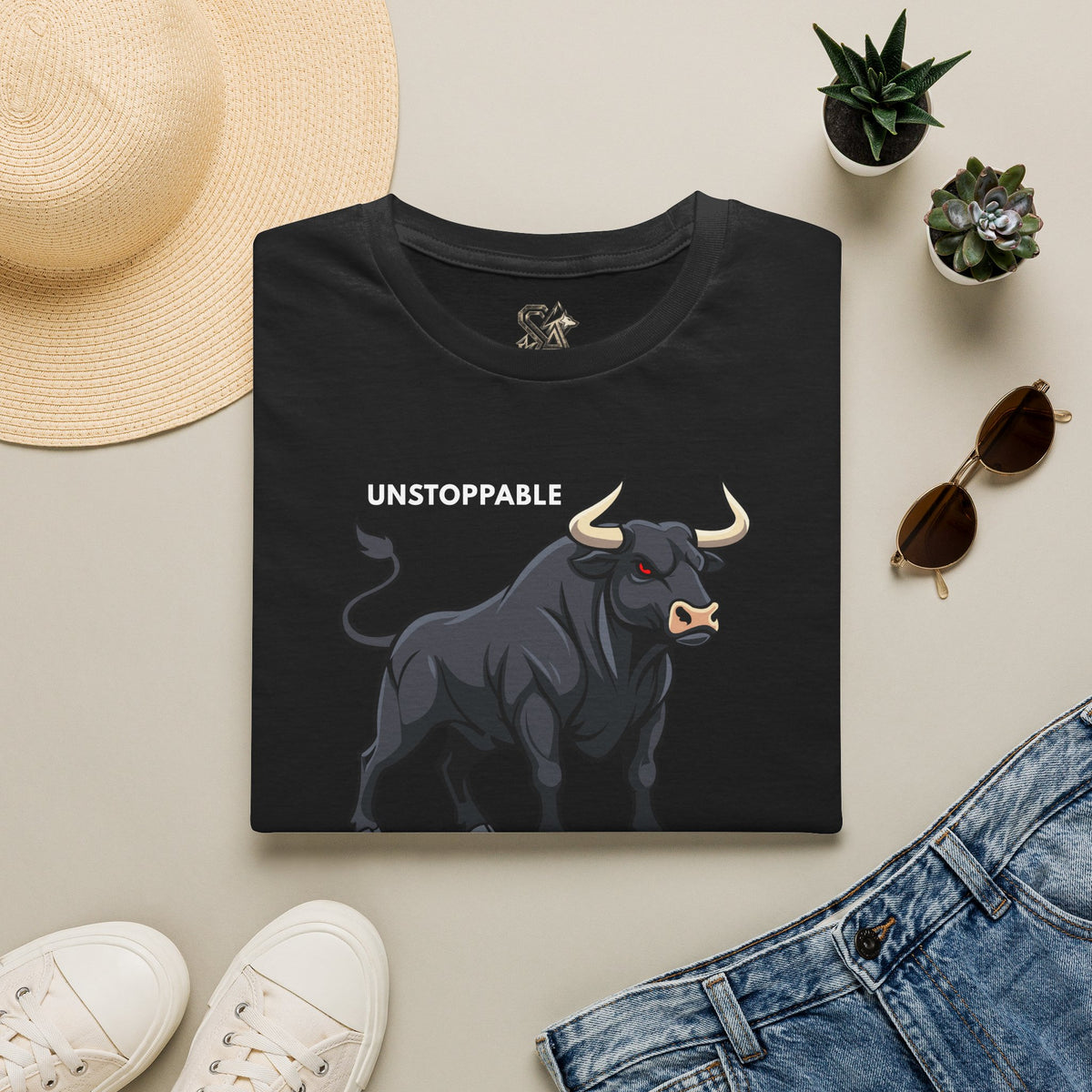 UNSTOPPABLE Bull T-Shirt Premium Design SKIALFA Unisex