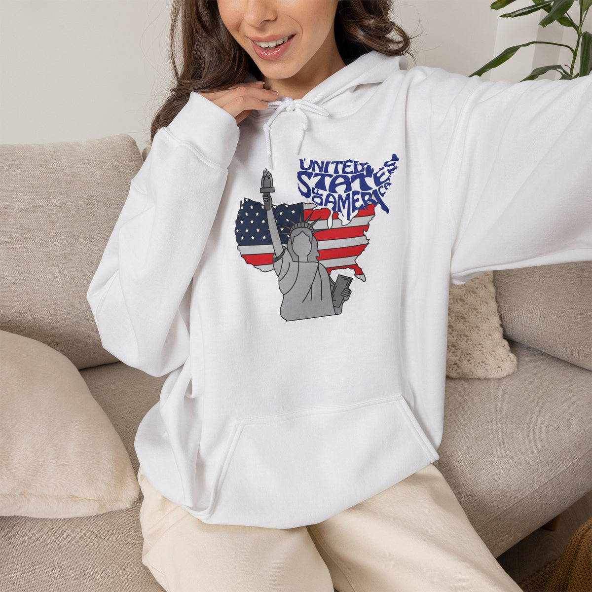 USA Flag Hoodie Premium Design SKIALFA Unisex