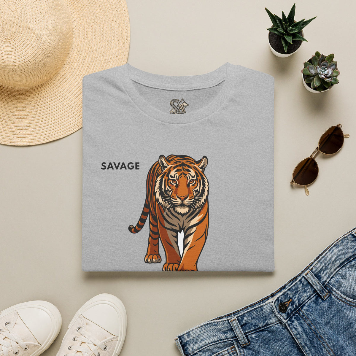 SAVAGE Tiger T-Shirt Premium Design SKIALFA Unisex