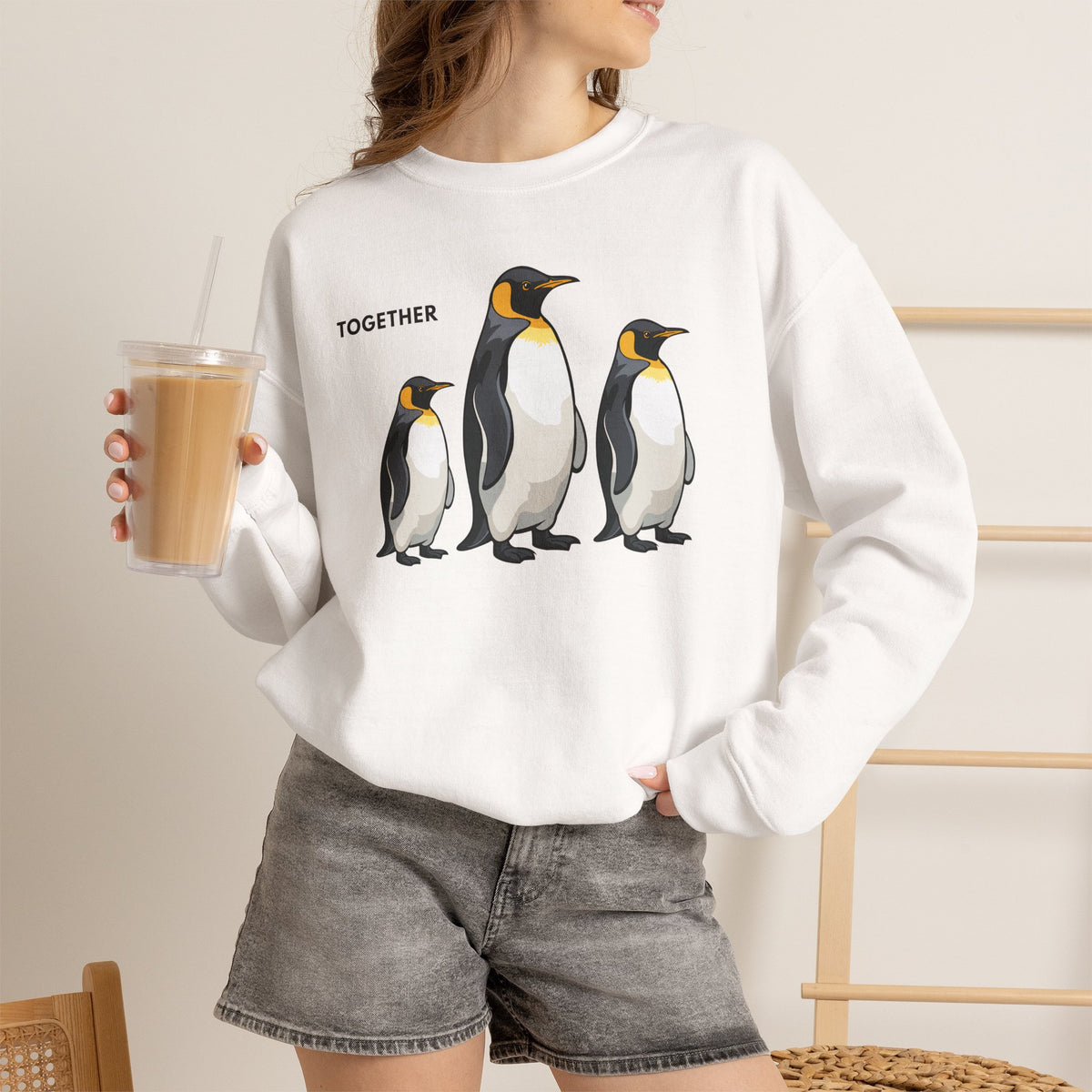 TOGETHER Penguin Sweatshirt Premium Design SKIALFA Unisex