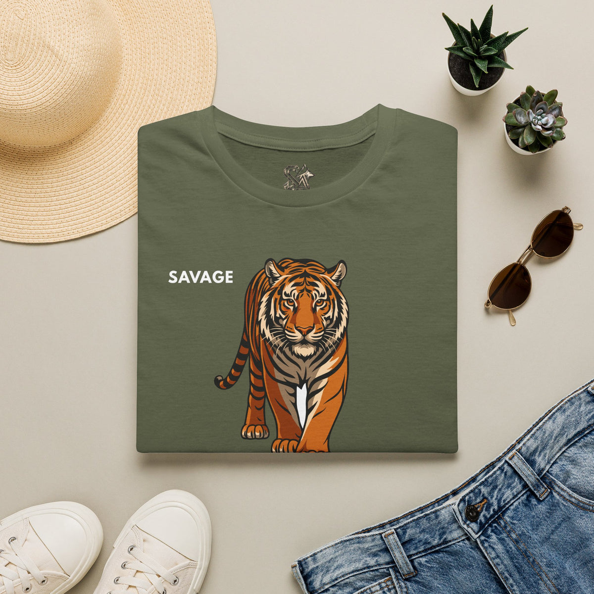 SAVAGE Tiger T-Shirt Premium Design SKIALFA Unisex