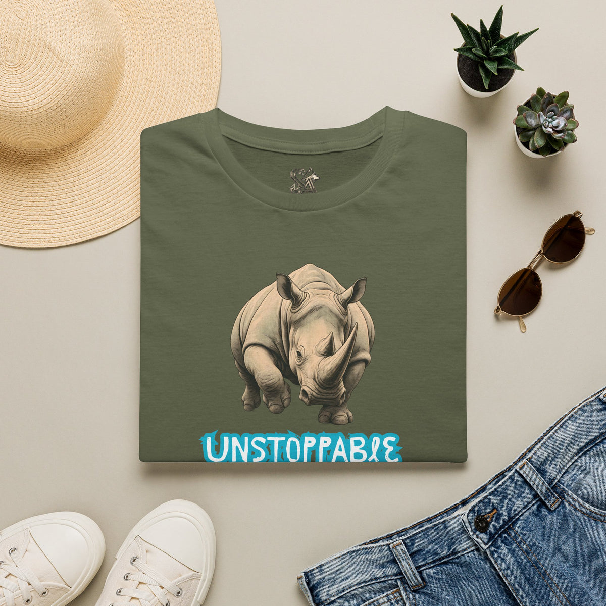 UNSTOPPABLE Rhino T-Shirt Premium Design SKIALFA Unisex