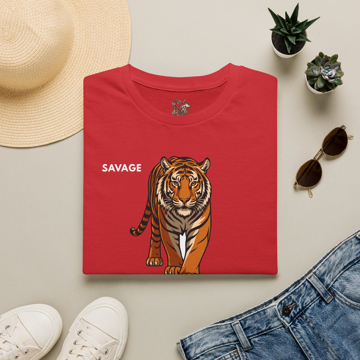 SAVAGE Tiger T-Shirt Premium Design SKIALFA Unisex