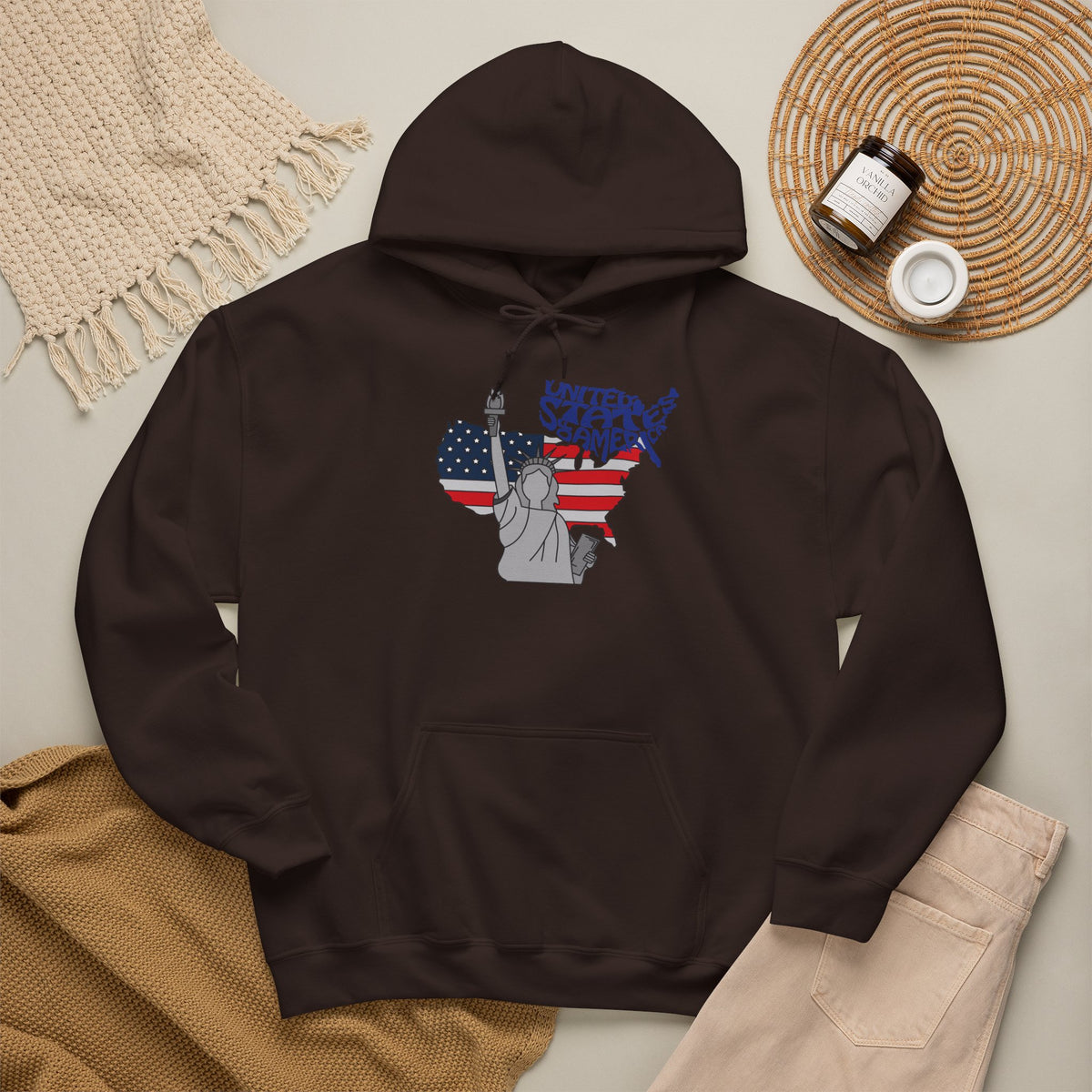 USA Flag Hoodie Premium Design SKIALFA Unisex