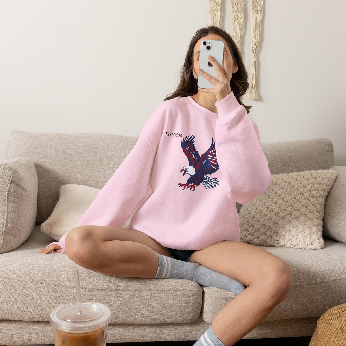 FREEDOM Eagle Sweatshirt Premium Design SKIALFA Unisex