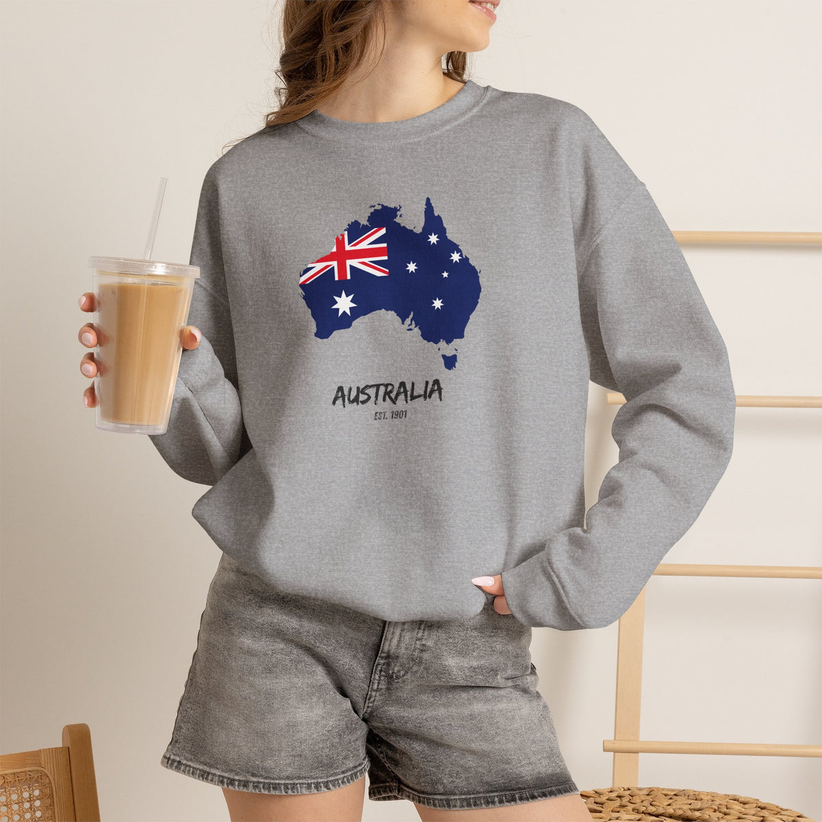 Australia Map Flag Sweatshirt Premium Design SKIALFA Unisex