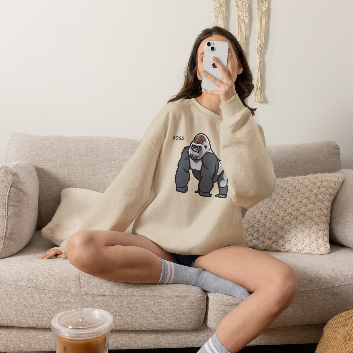 BOSS Gorilla Sweatshirt Premium Design SKIALFA Unisex