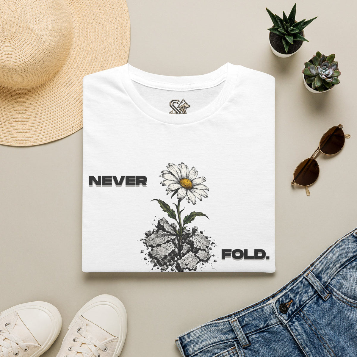NEVER FOLD T-Shirt Premium Design SKIALFA Unisex
