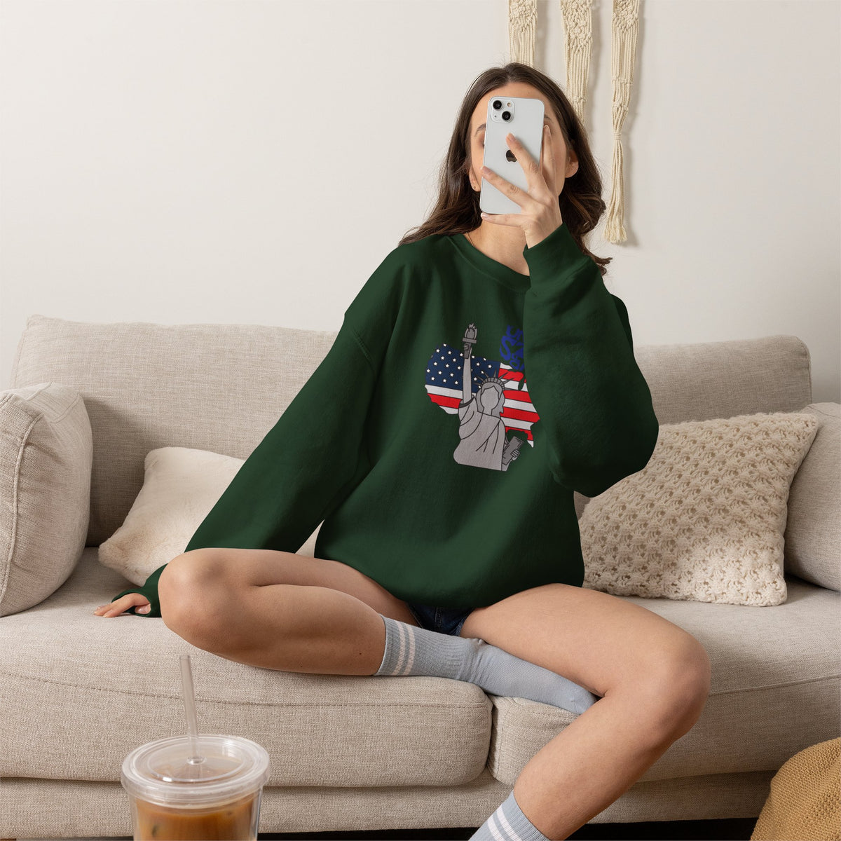 United States of America Sweatshirt Premium Design SKIALFA Unisex