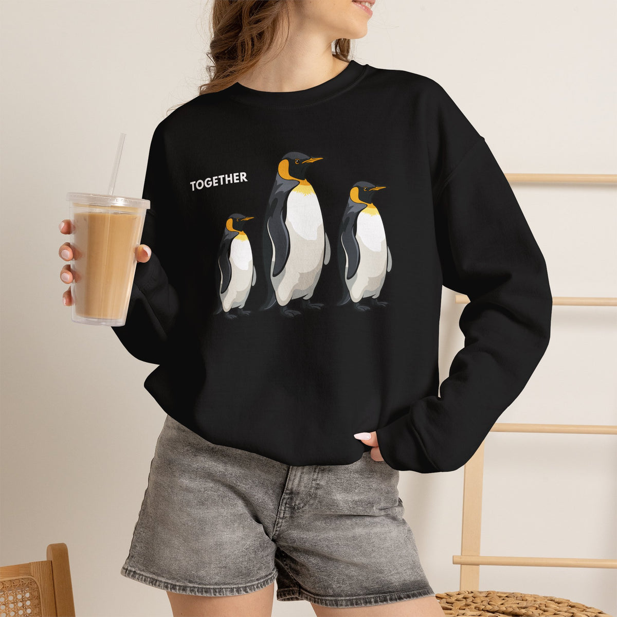 TOGETHER Penguin Sweatshirt Premium Design SKIALFA Unisex