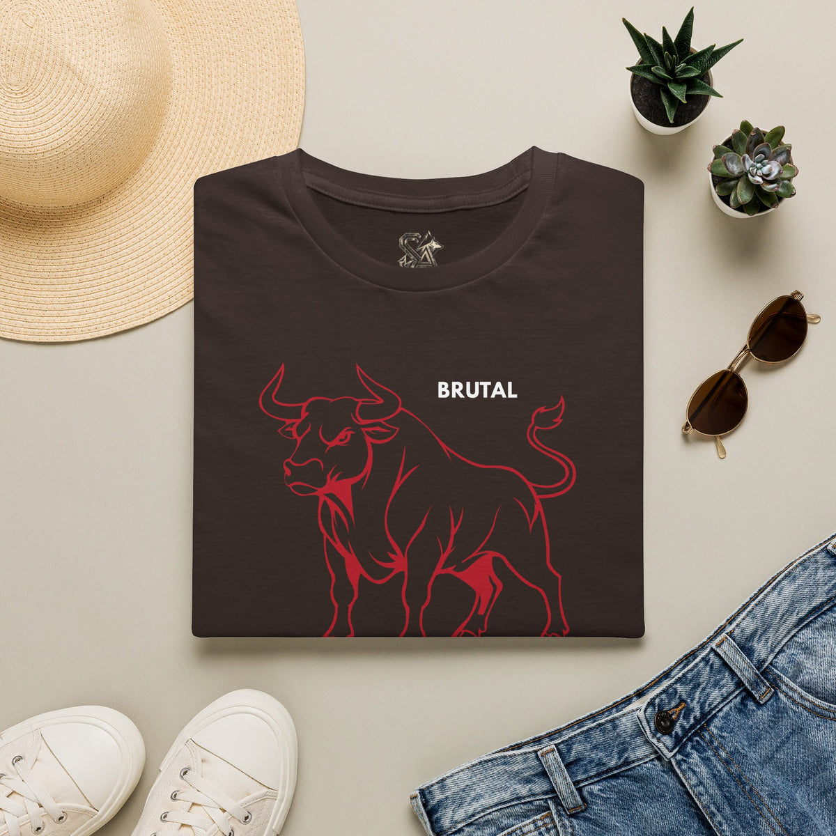 BRUTAL Bull T-Shirt Premium Design SKIALFA Unisex