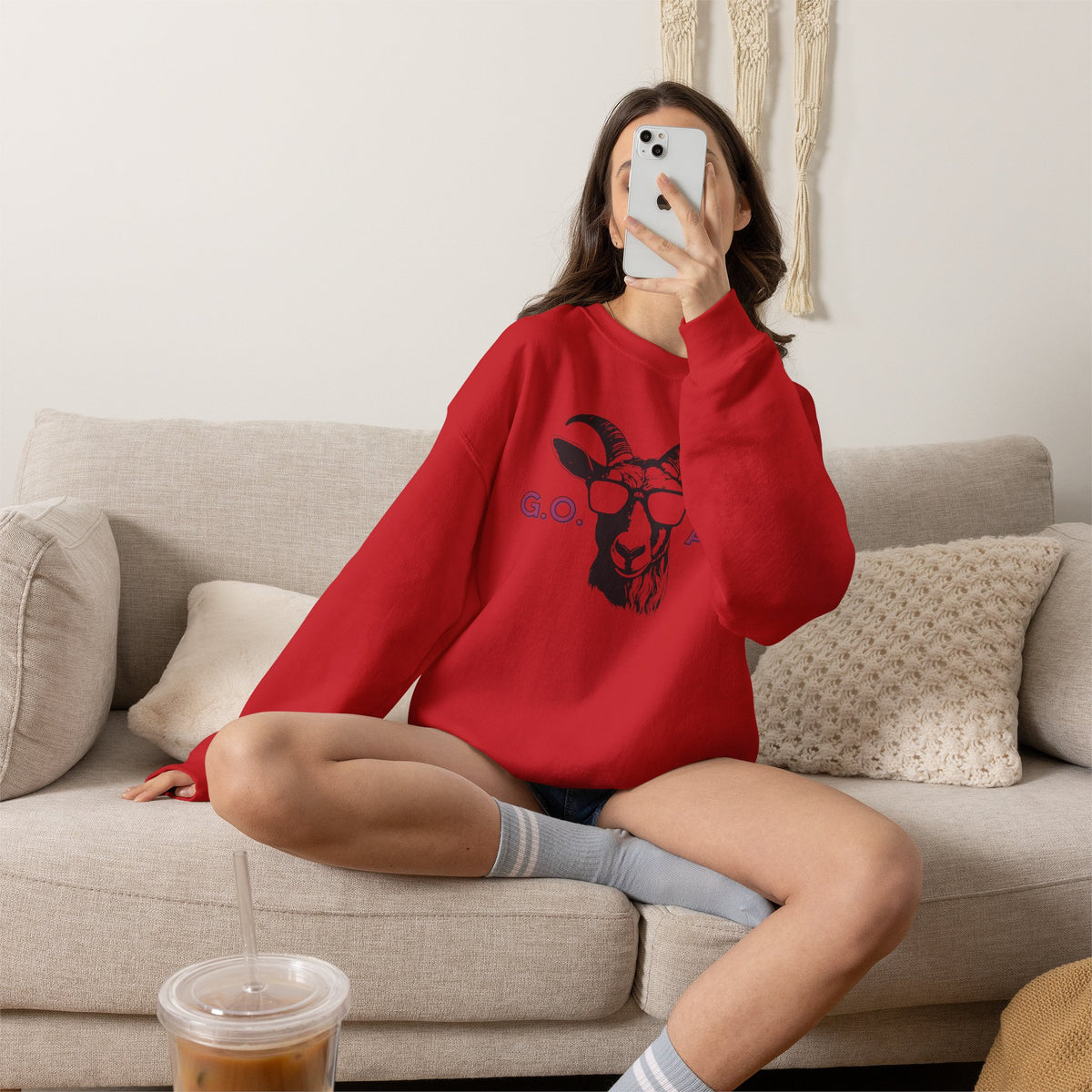 G.O.A.T. Goat Sweatshirt Premium Design SKIALFA Unisex