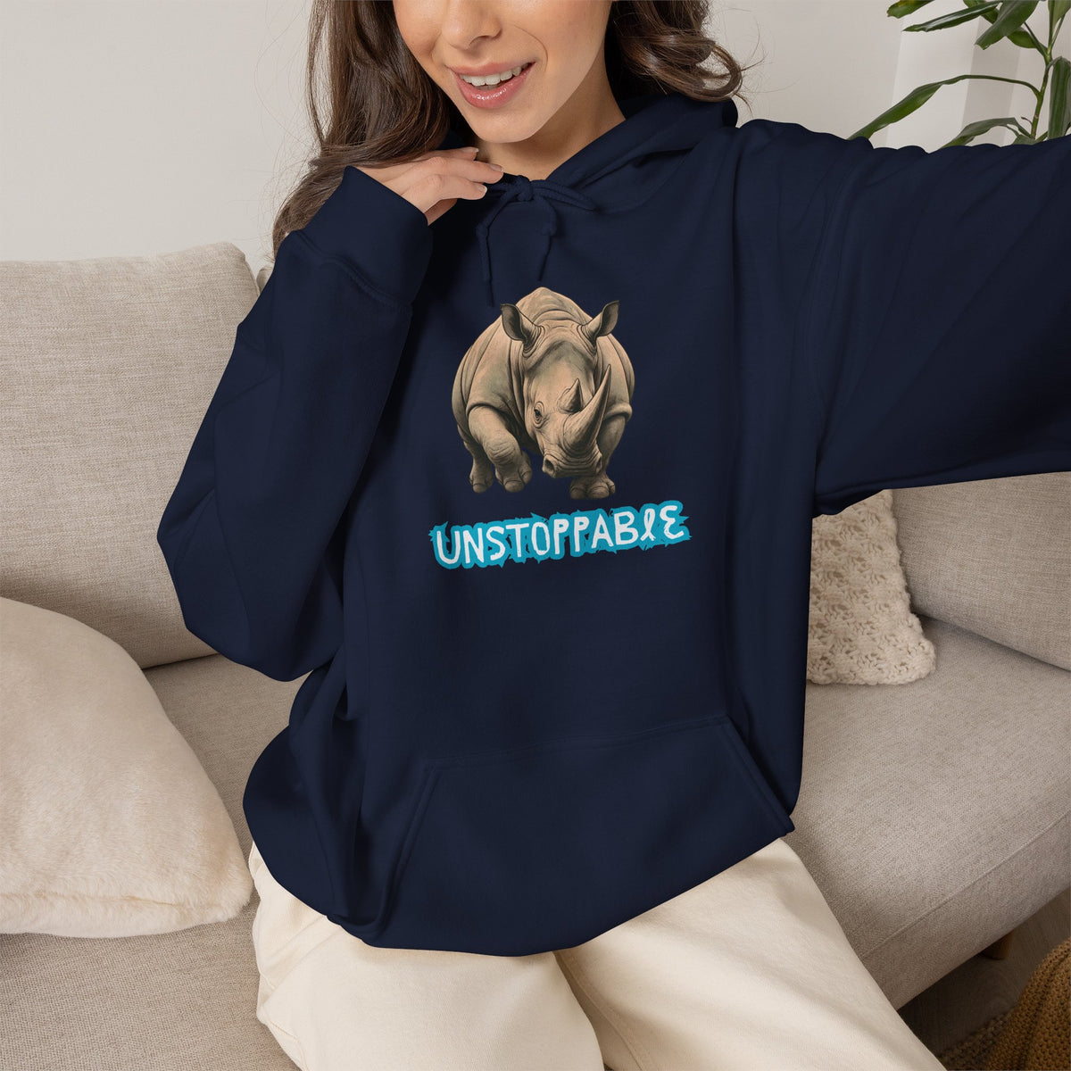 UNSTOPPABLE Rhino Hoodie Premium Design SKIALFA Unisex