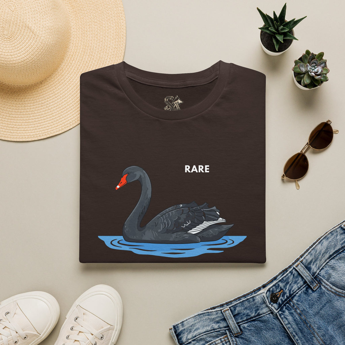 RARE Black Swan T-Shirt Premium Design SKIALFA Unisex