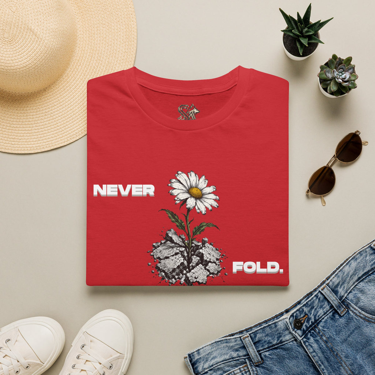 NEVER FOLD T-Shirt Premium Design SKIALFA Unisex