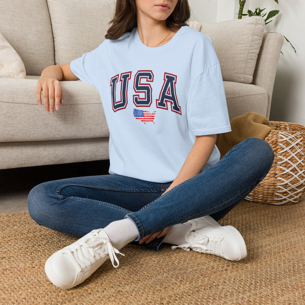 USA Flag T-Shirt Premium Design SKIALFA Unisex