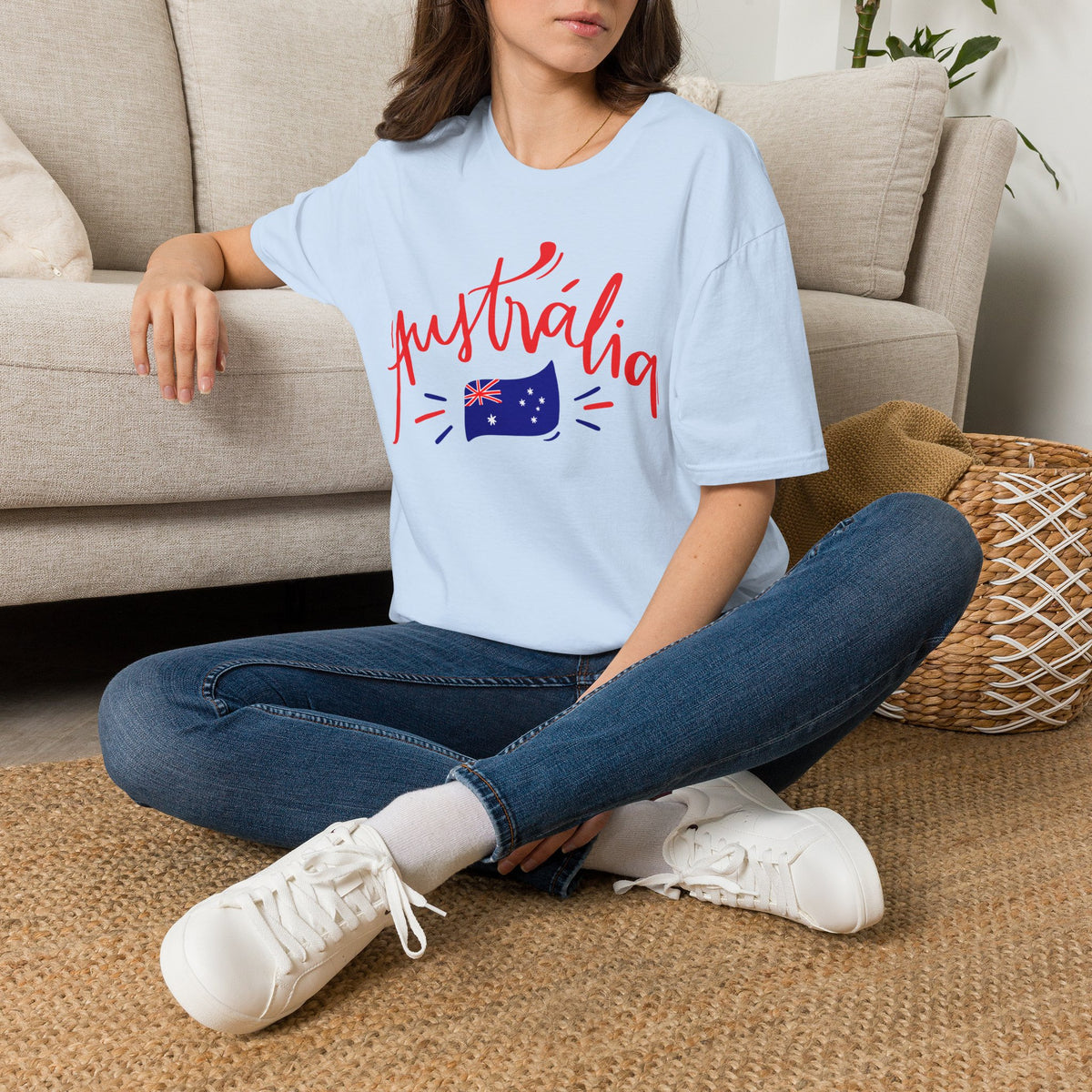 Australia Script Flag T-Shirt Premium Design SKIALFA Unisex
