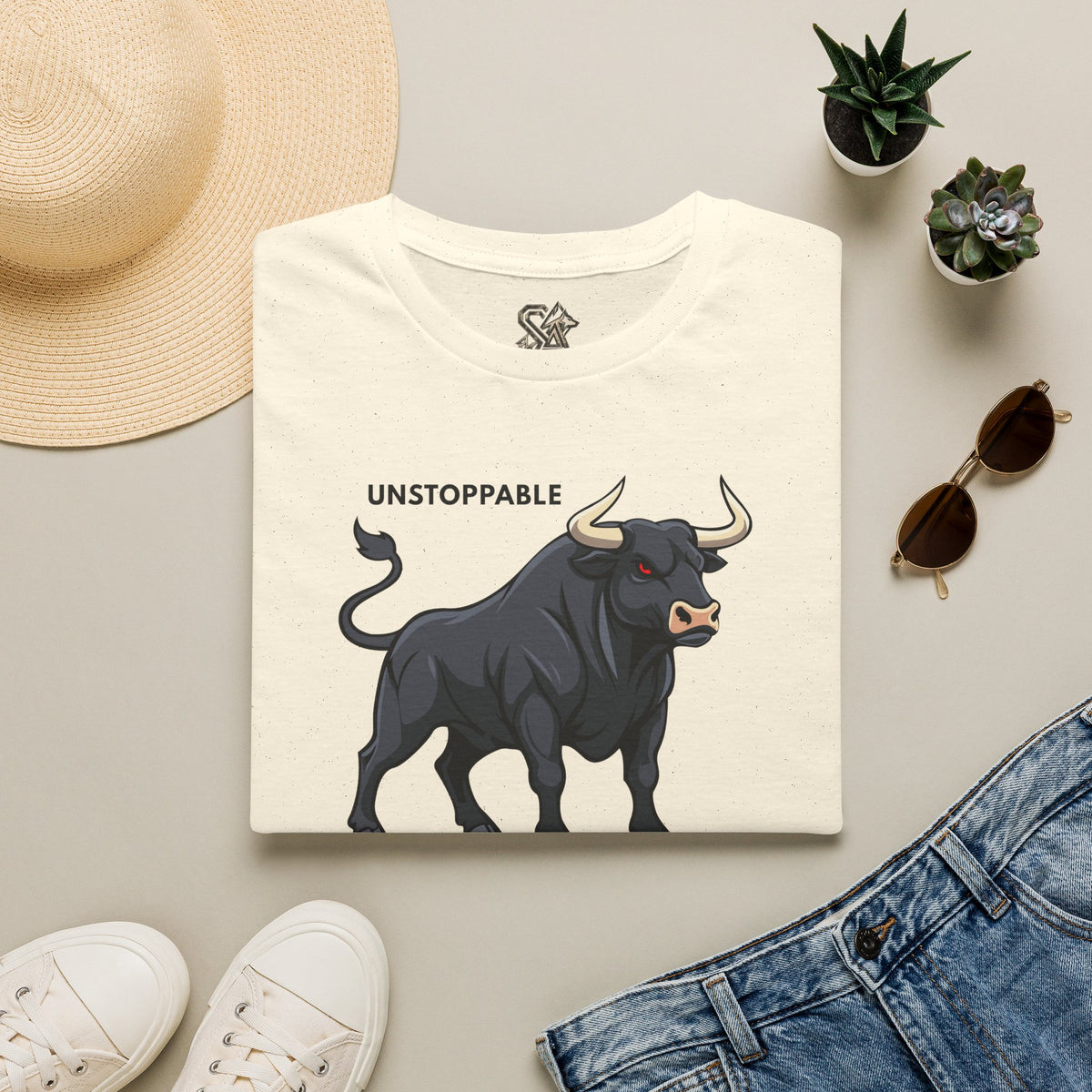 UNSTOPPABLE Bull T-Shirt Premium Design SKIALFA Unisex