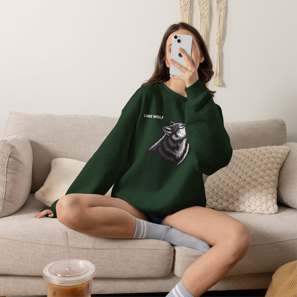 LONE WOLF Sweatshirt Premium Design SKIALFA Unisex