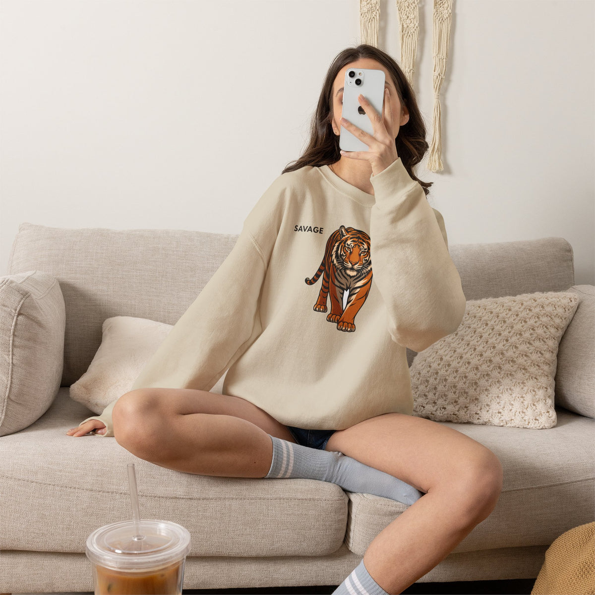 SAVAGE Tiger Sweatshirt Premium Design SKIALFA Unisex