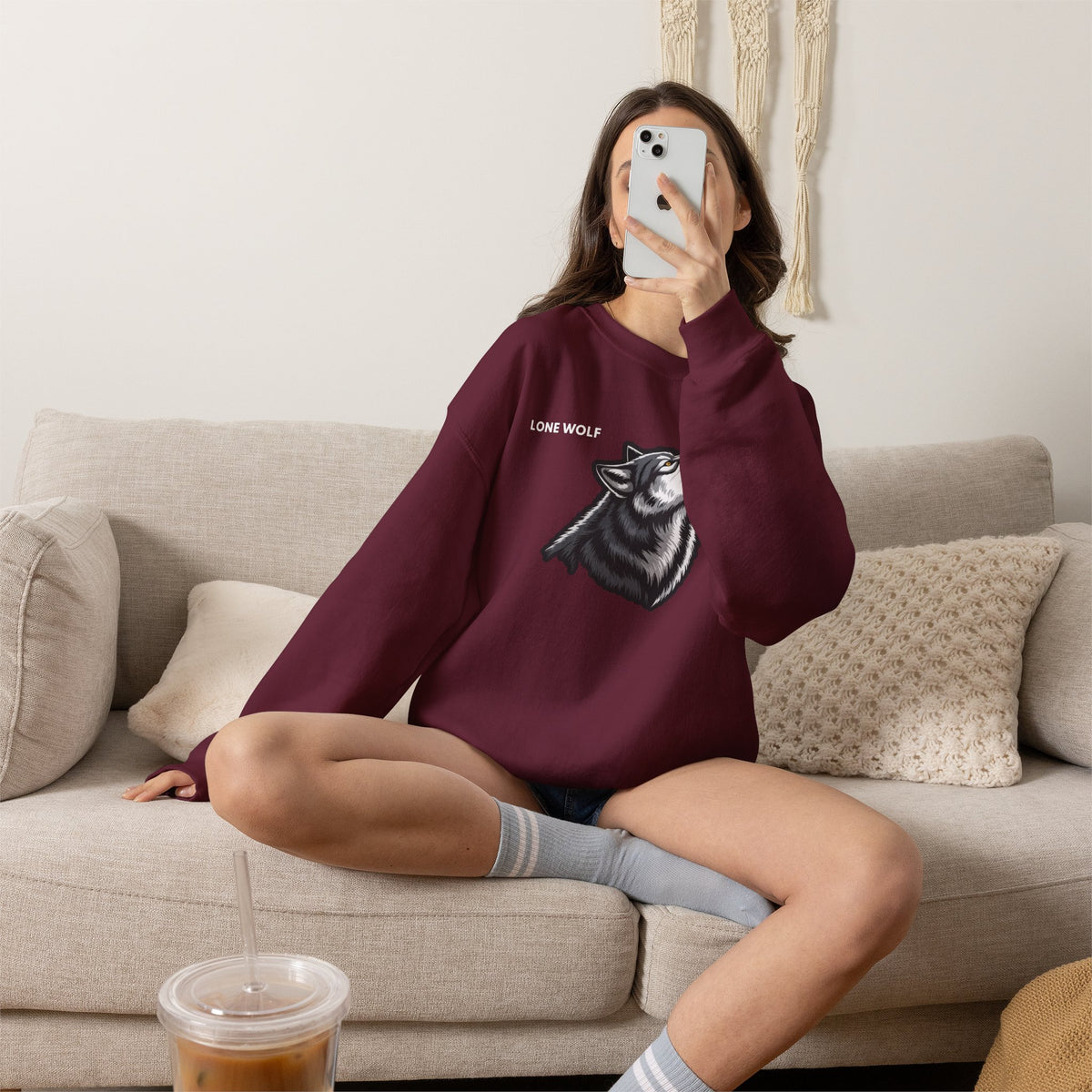 LONE WOLF Sweatshirt Premium Design SKIALFA Unisex