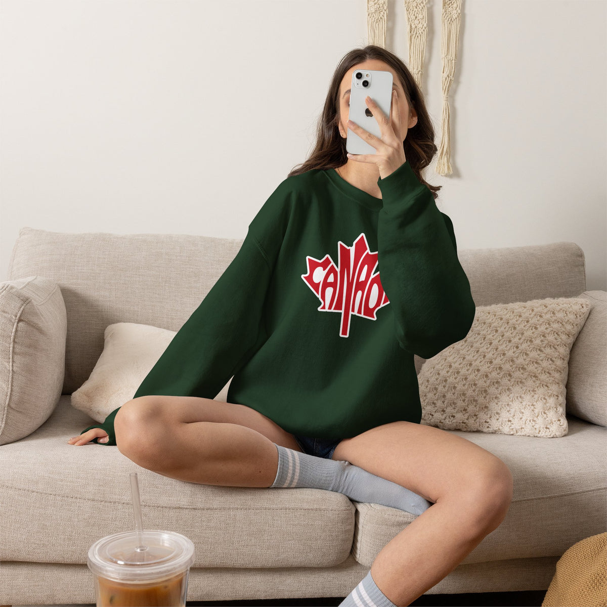 CANADA Leaf Sweatshirt Premium Design SKIALFA Unisex