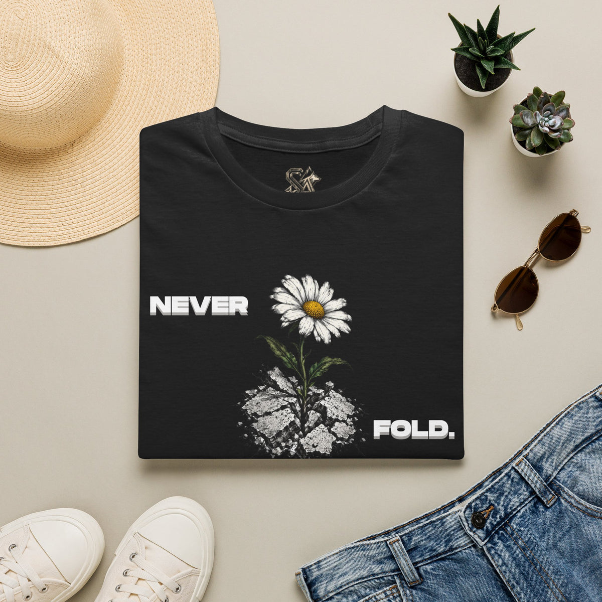 NEVER FOLD T-Shirt Premium Design SKIALFA Unisex