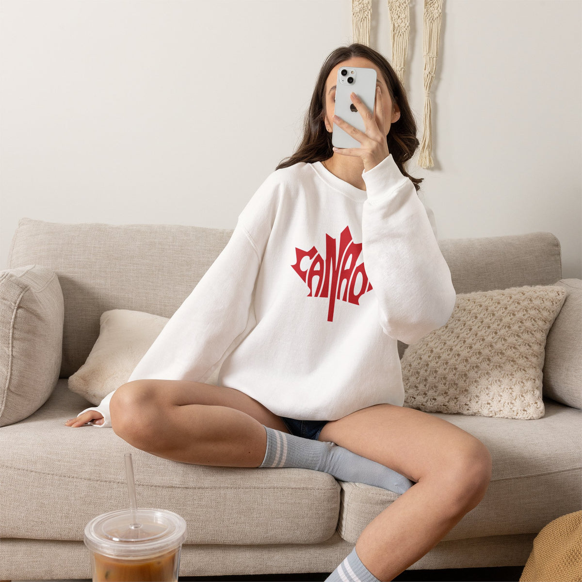 CANADA Leaf Sweatshirt Premium Design SKIALFA Unisex