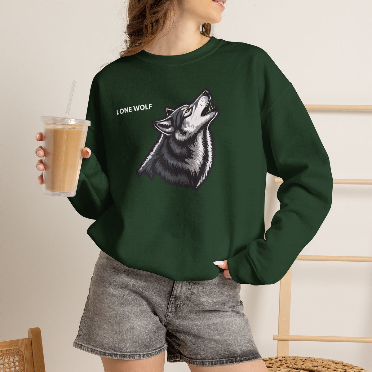 LONE WOLF Sweatshirt Premium Design SKIALFA Unisex