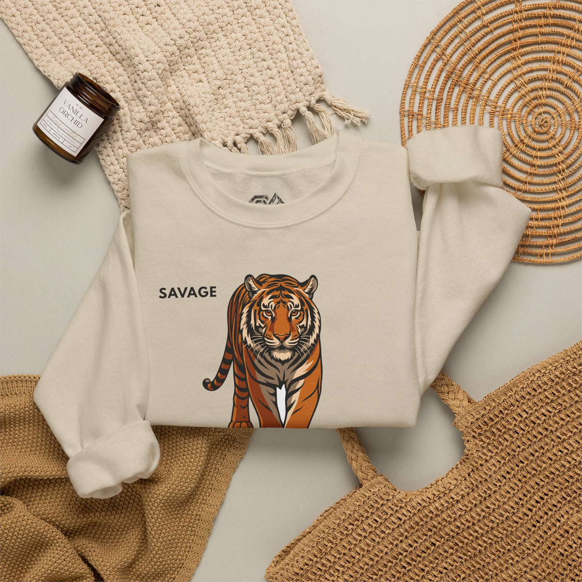 SAVAGE Tiger Sweatshirt Premium Design SKIALFA Unisex