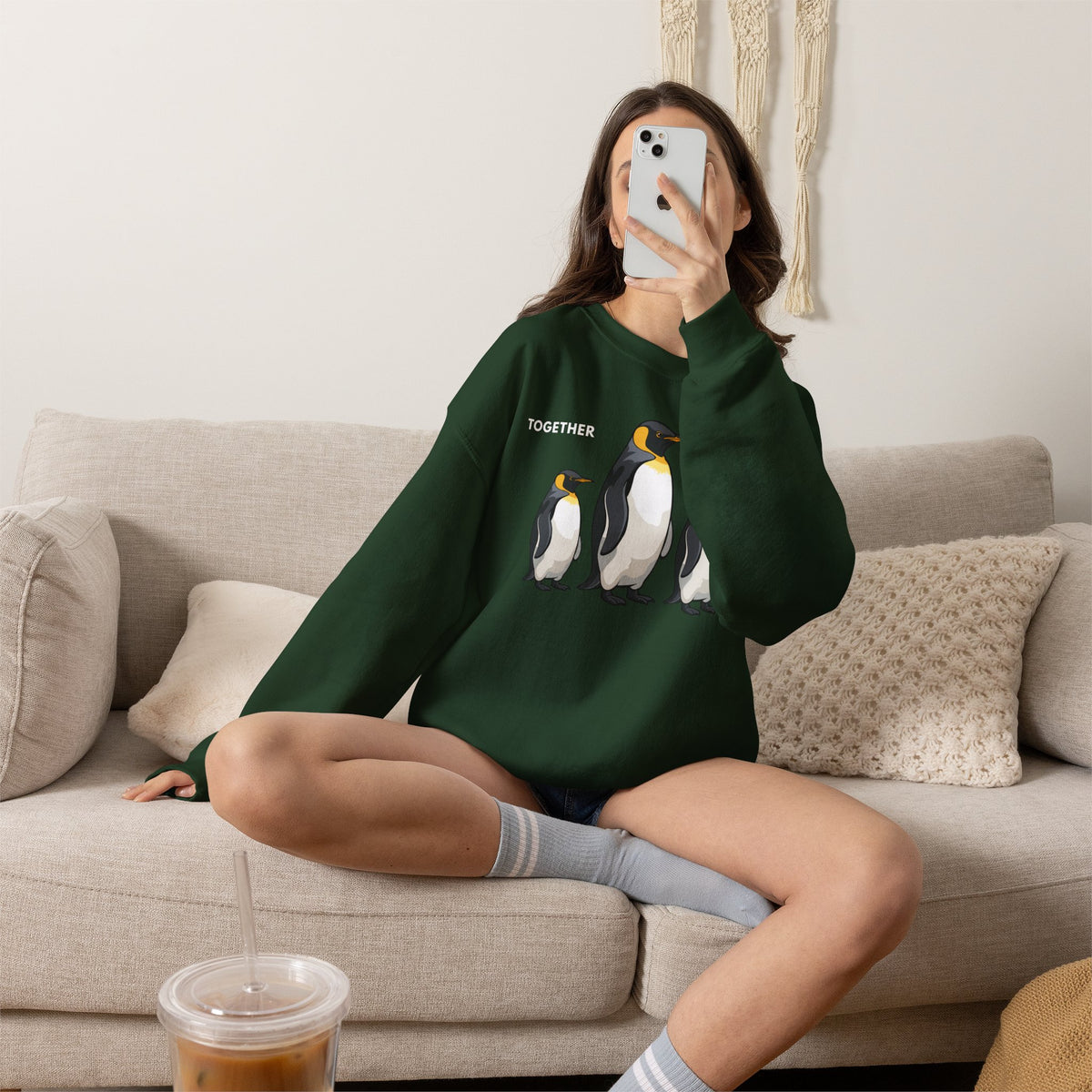 TOGETHER Penguin Sweatshirt Premium Design SKIALFA Unisex