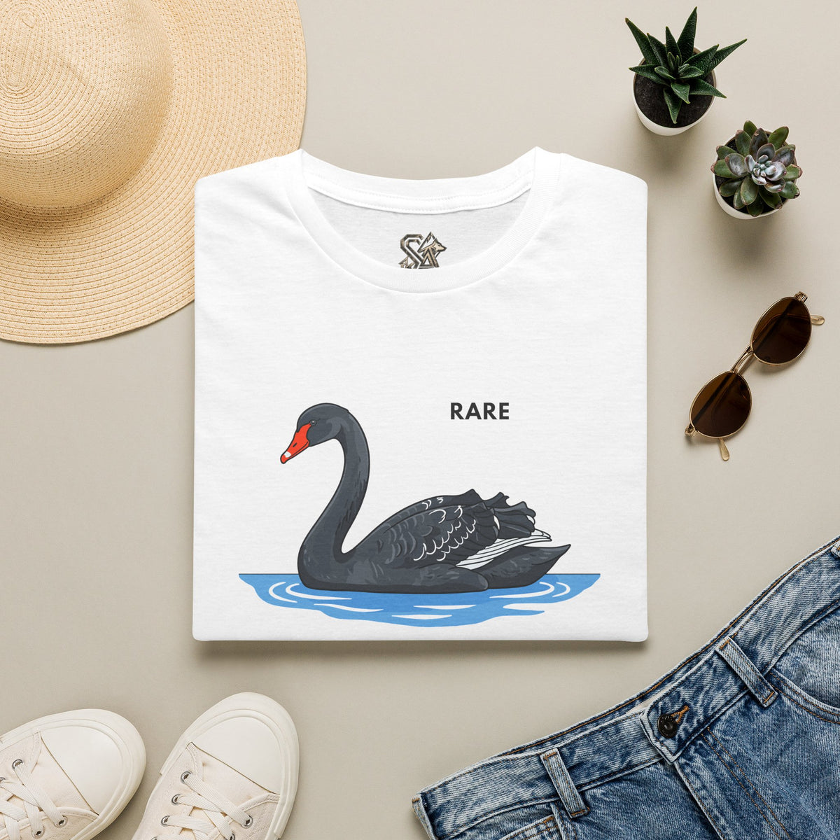 RARE Black Swan T-Shirt Premium Design SKIALFA Unisex
